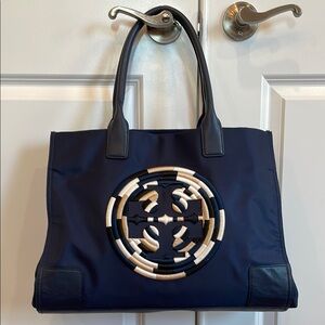 Tory Burch Ella Navy Blue Tote Bag